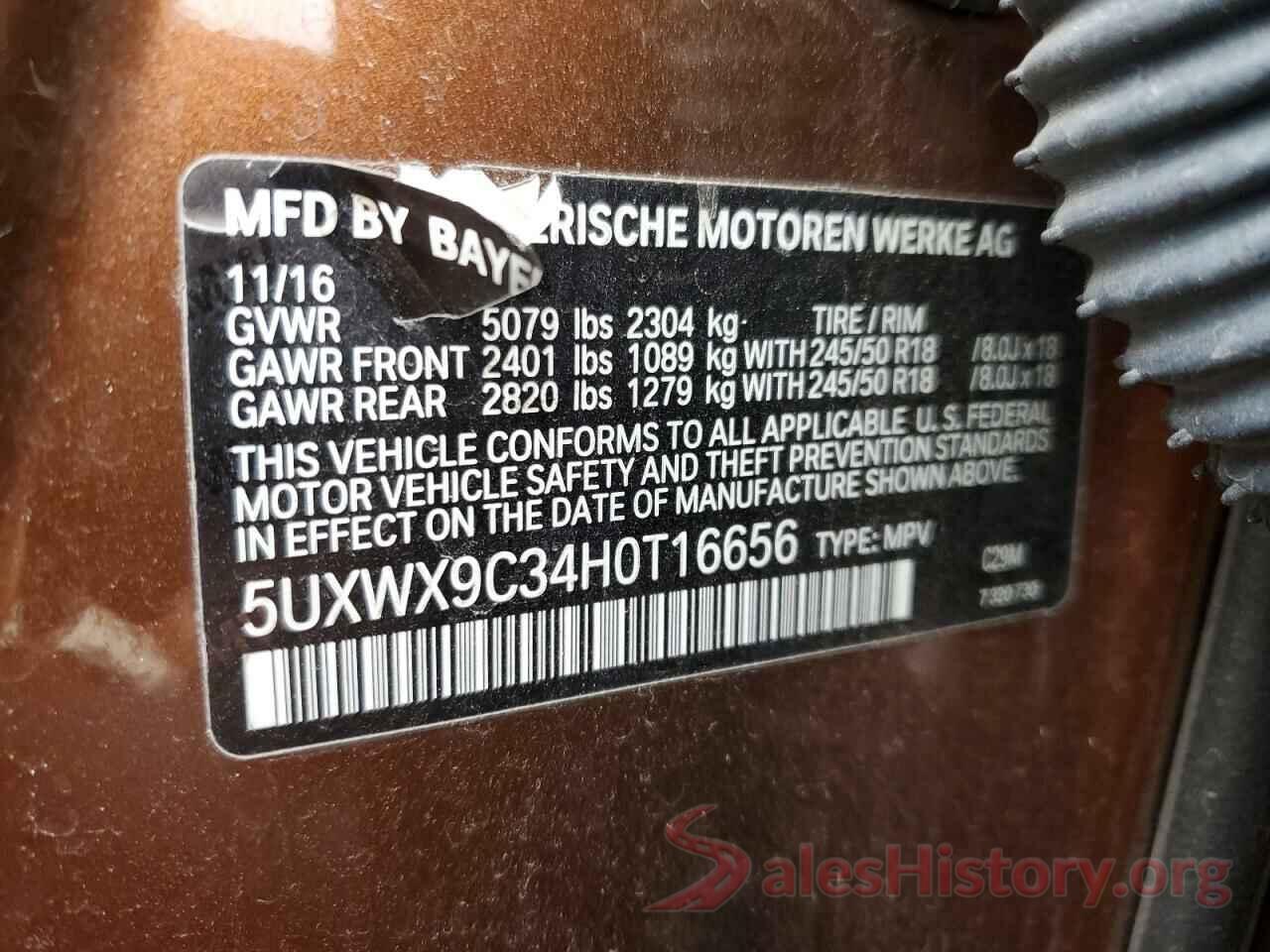 5UXWX9C34H0T16656 2017 BMW X3