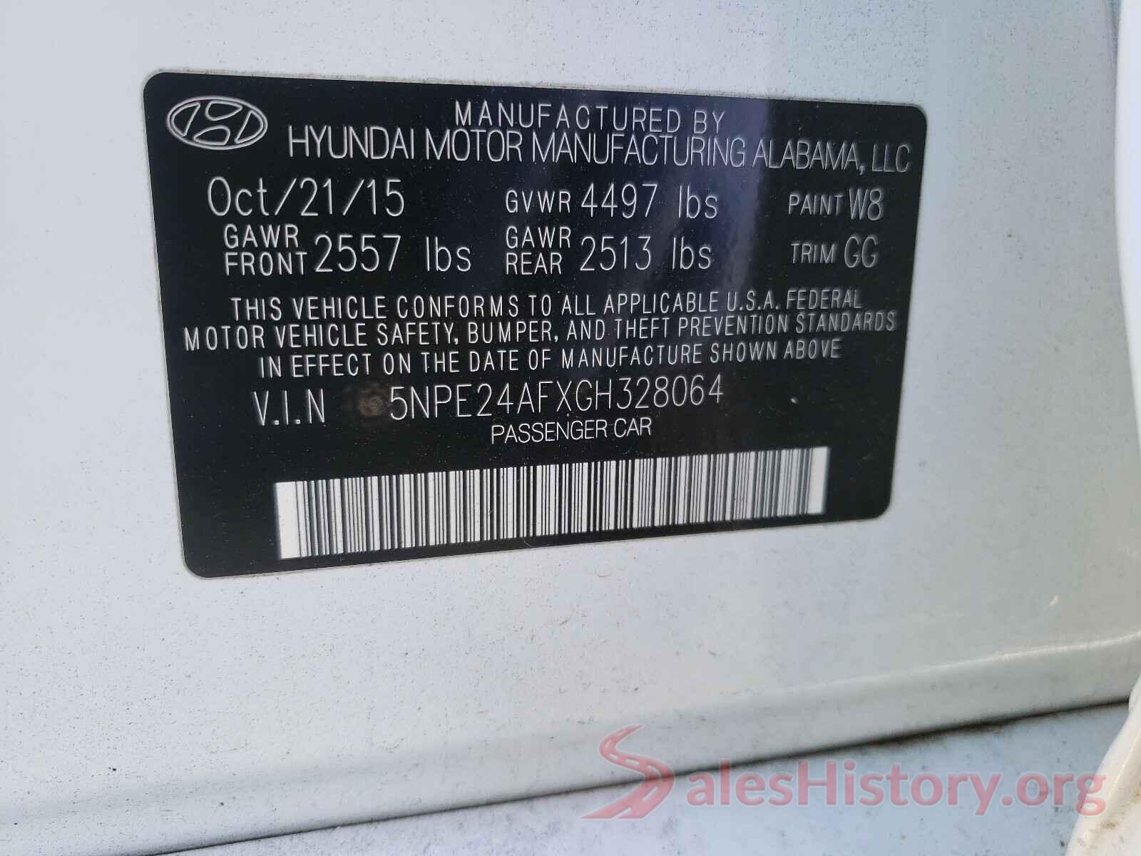 5NPE24AFXGH328064 2016 HYUNDAI SONATA