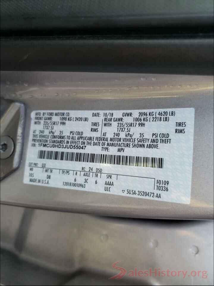 1FMCU0HD3JUD55047 2018 FORD ESCAPE