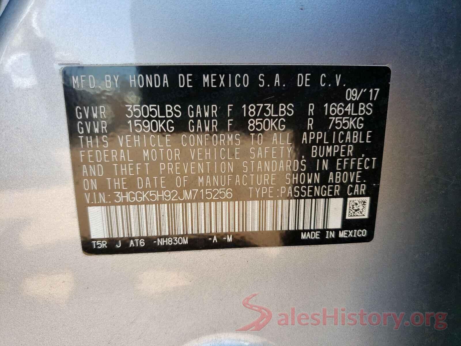 3HGGK5H92JM715256 2018 HONDA FIT