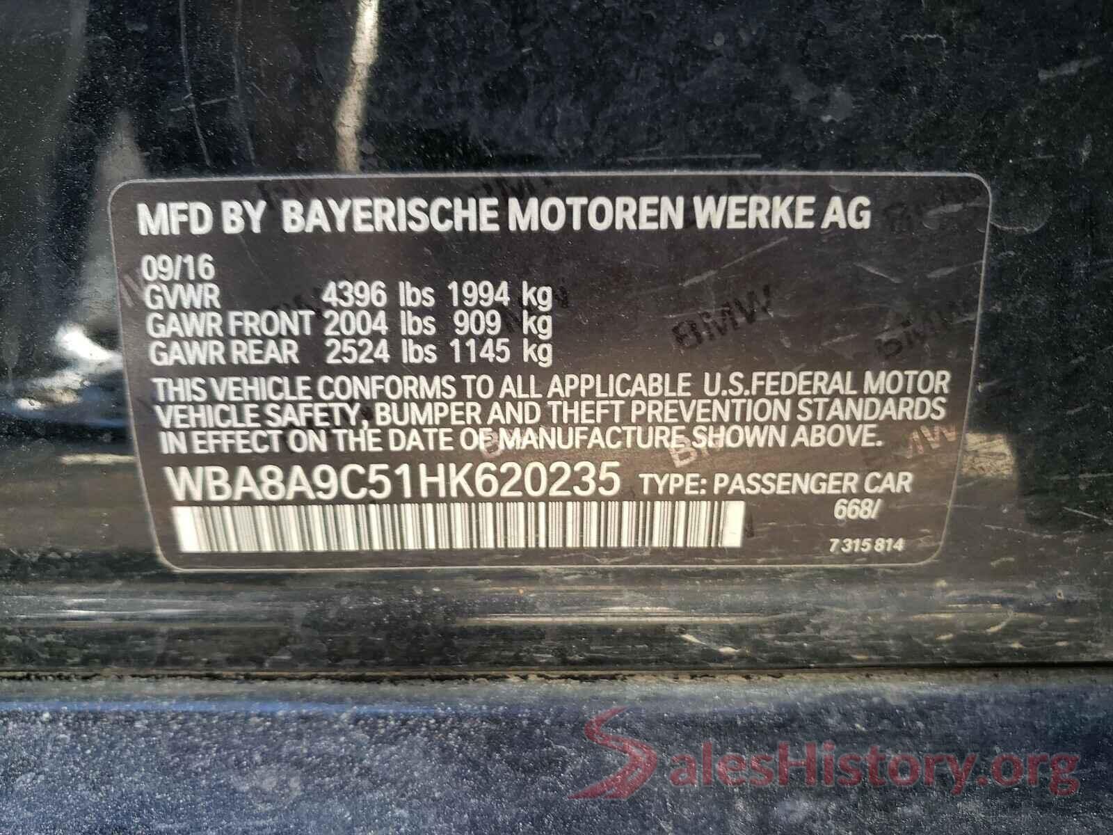 WBA8A9C51HK620235 2017 BMW 3 SERIES