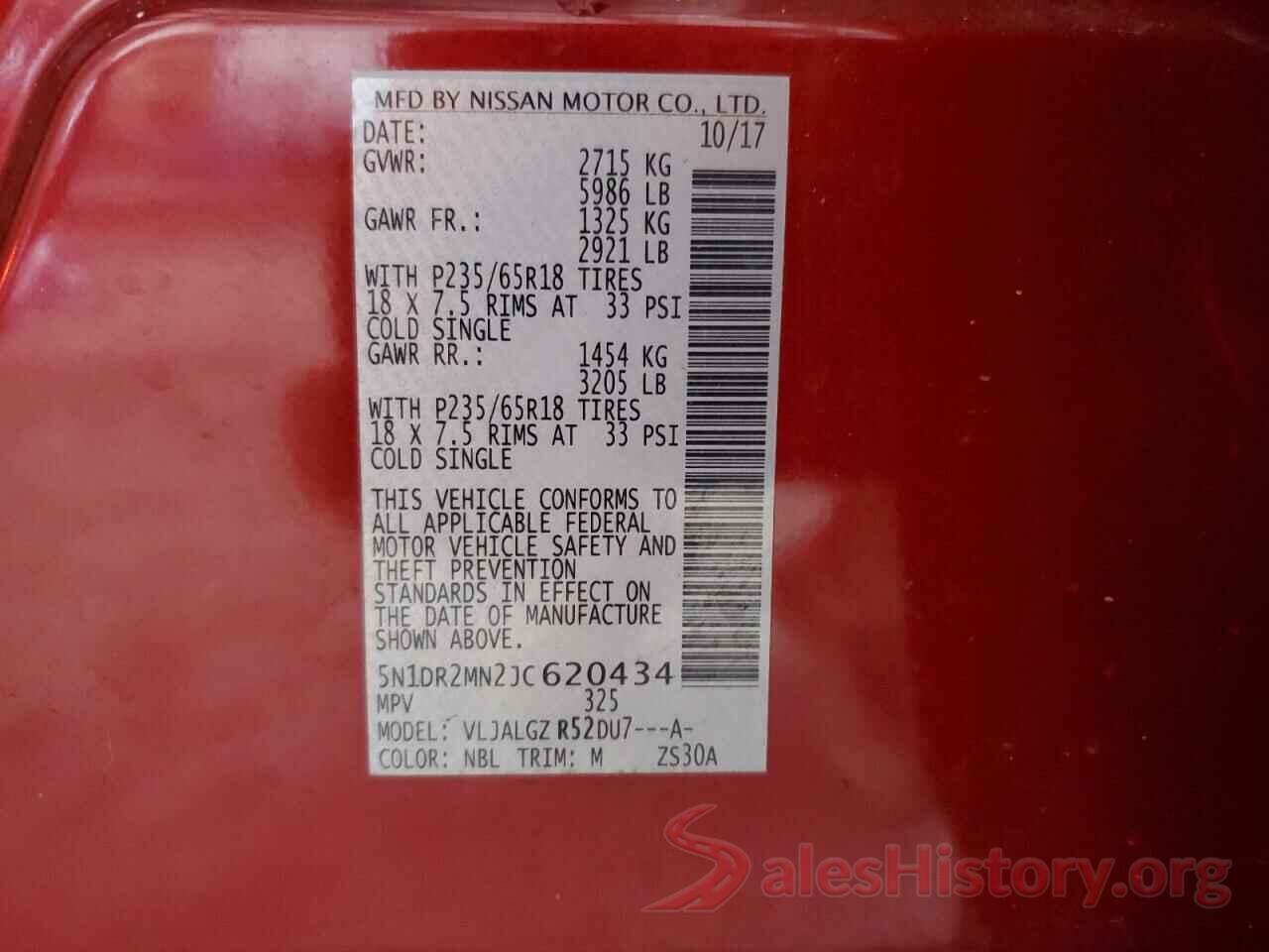 5N1DR2MN2JC620434 2018 NISSAN PATHFINDER