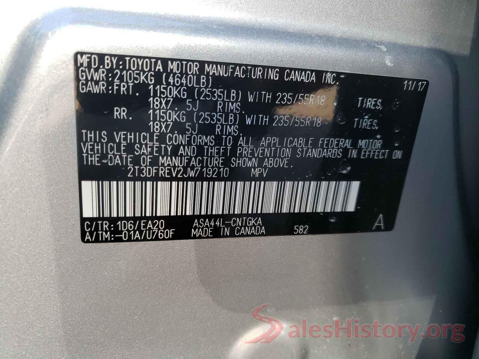 2T3DFREV2JW719210 2018 TOYOTA RAV4