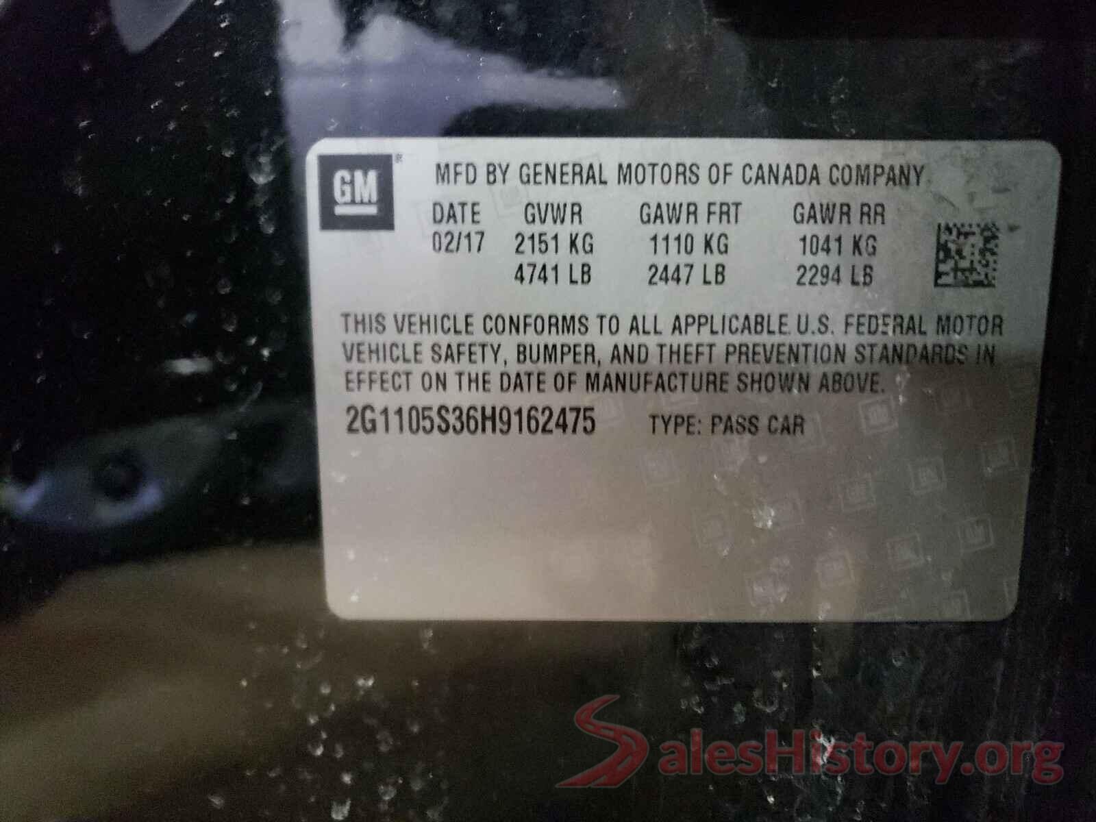 2G1105S36H9162475 2017 CHEVROLET IMPALA