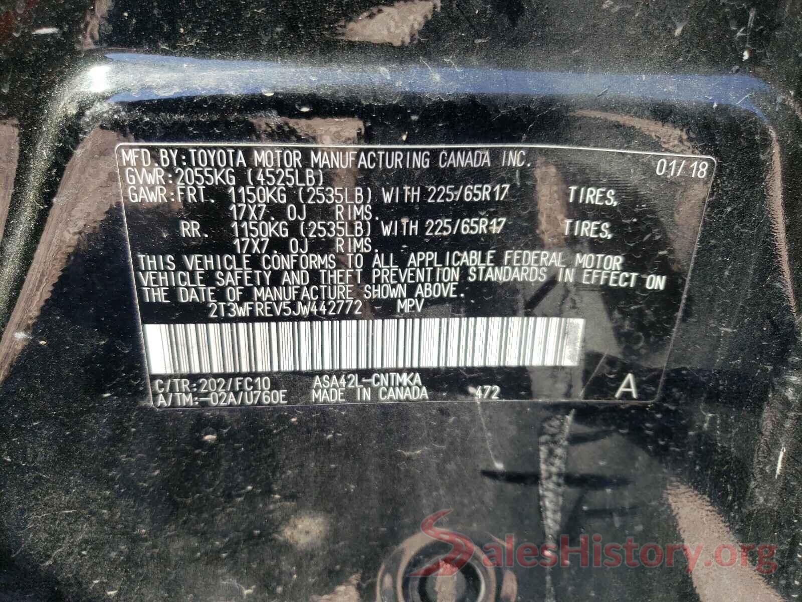 2T3WFREV5JW442772 2018 TOYOTA RAV4