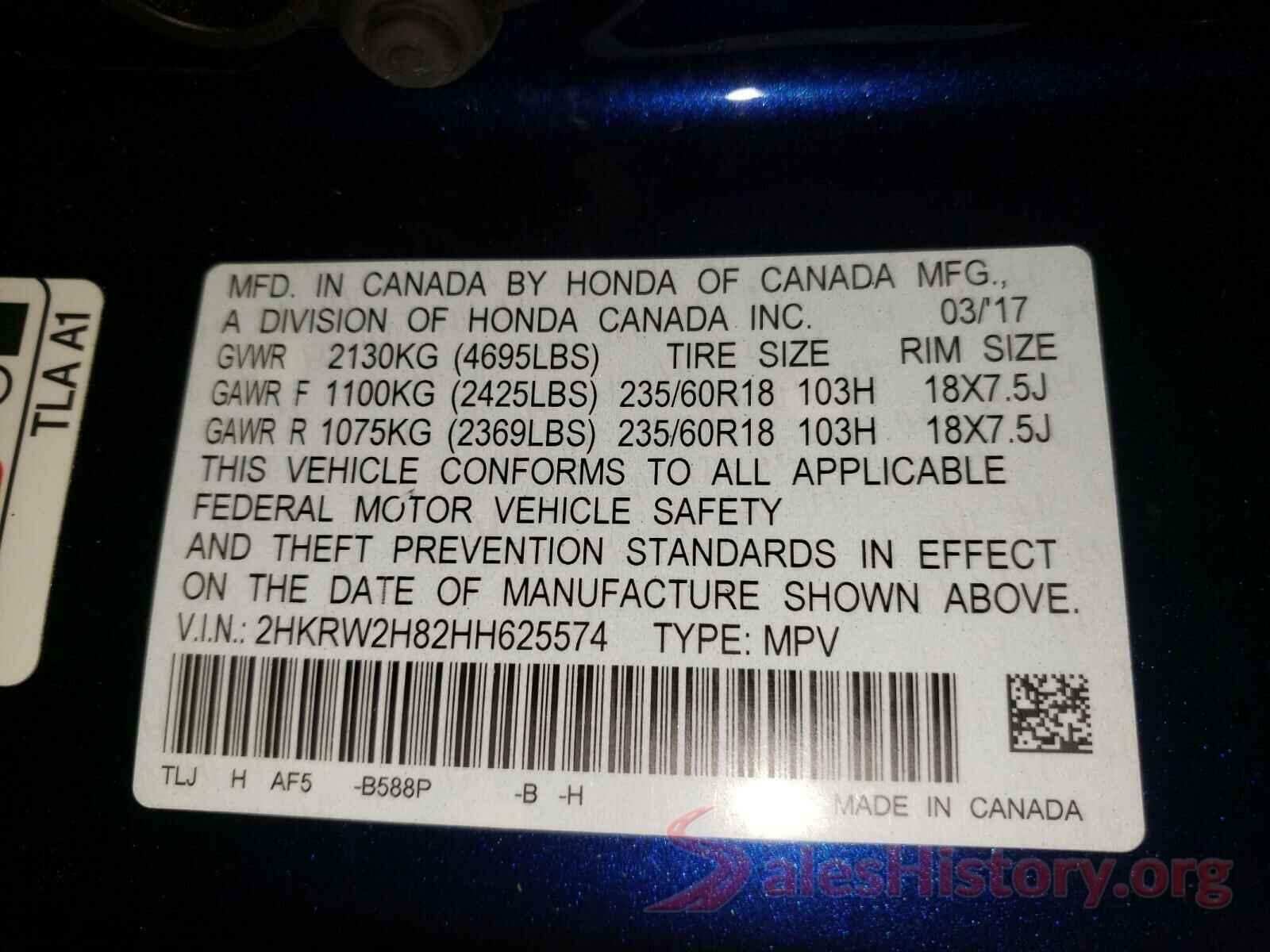 2HKRW2H82HH625574 2017 HONDA CRV