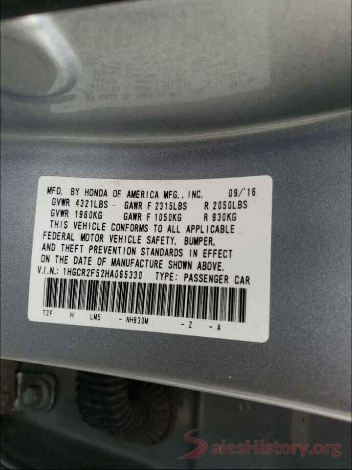 1HGCR2F52HA065330 2017 HONDA ACCORD