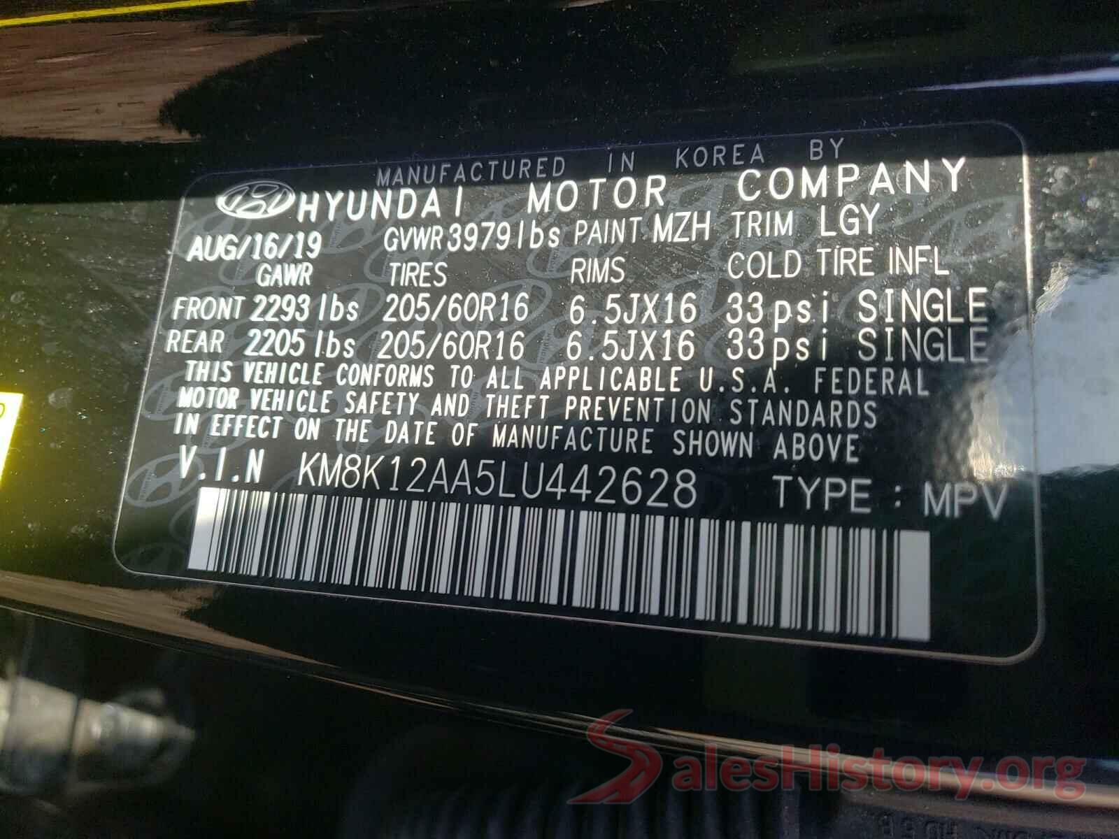 KM8K12AA5LU442628 2020 HYUNDAI KONA