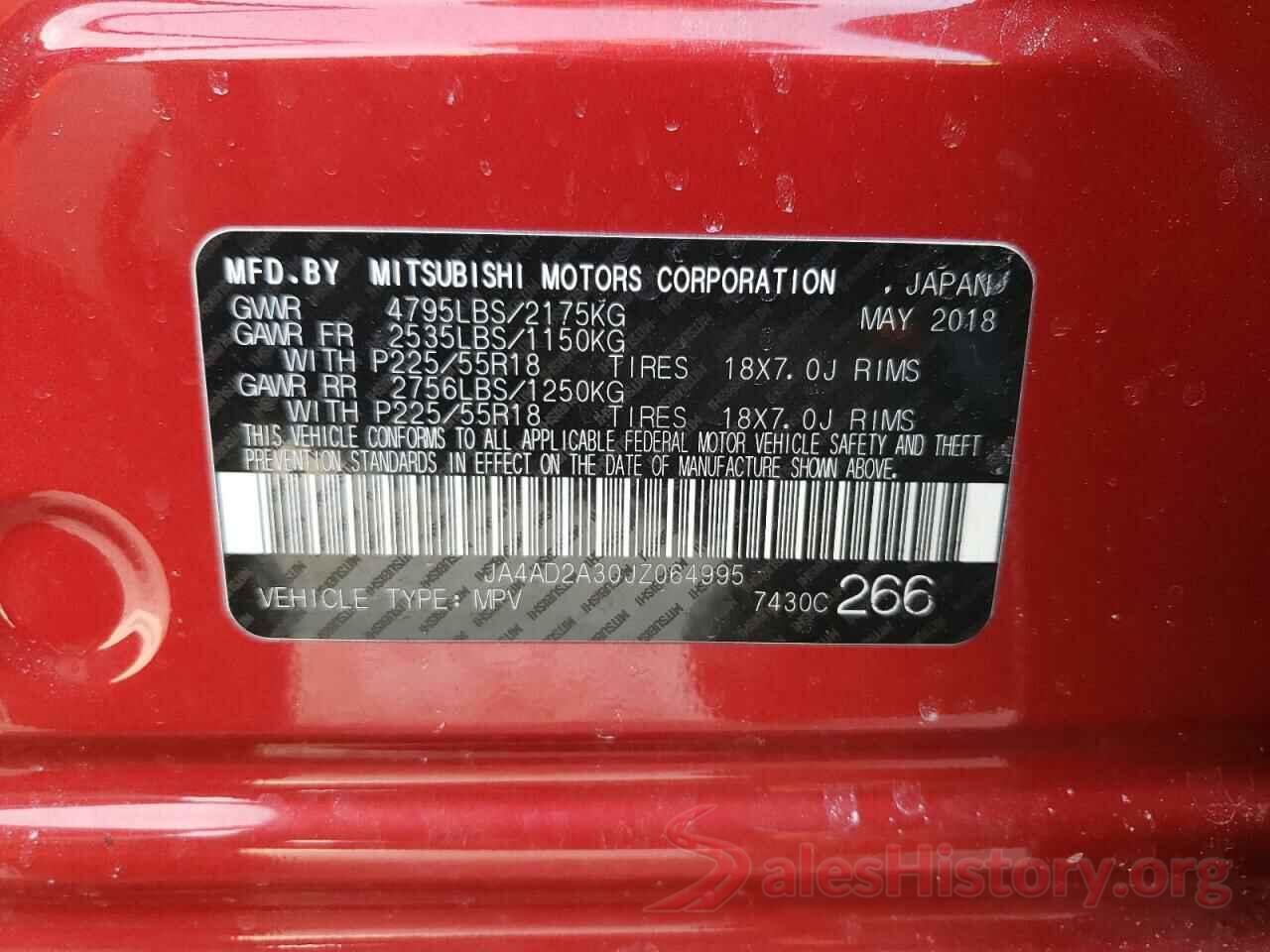 JA4AD2A30JZ064995 2018 MITSUBISHI OUTLANDER