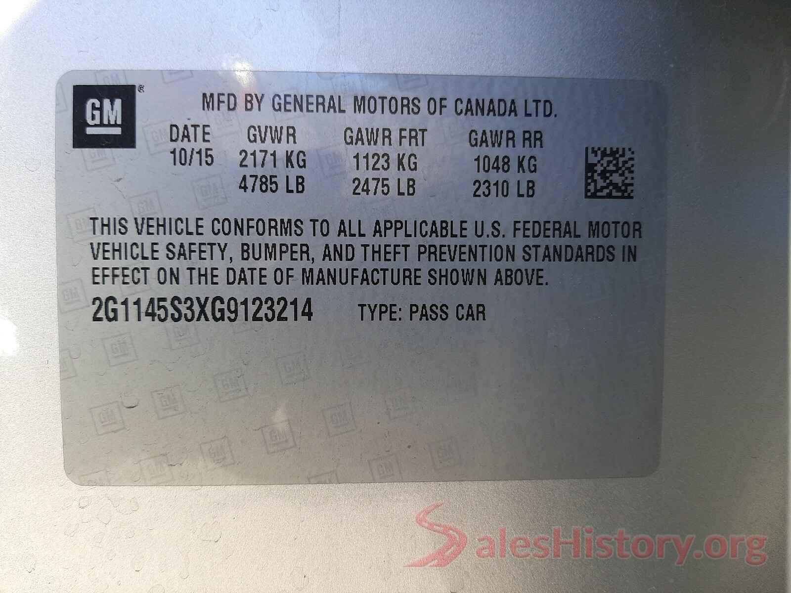 2G1145S3XG9123214 2016 CHEVROLET IMPALA