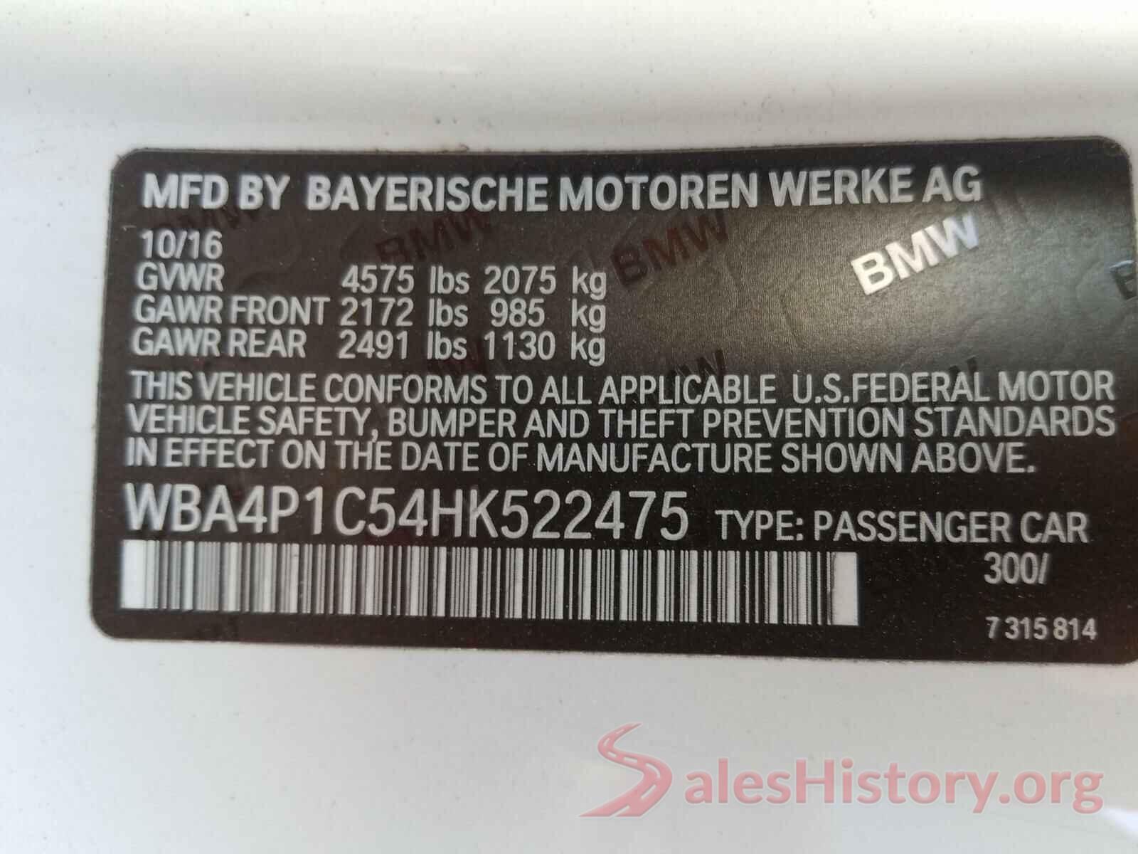 WBA4P1C54HK522475 2017 BMW 4 SERIES