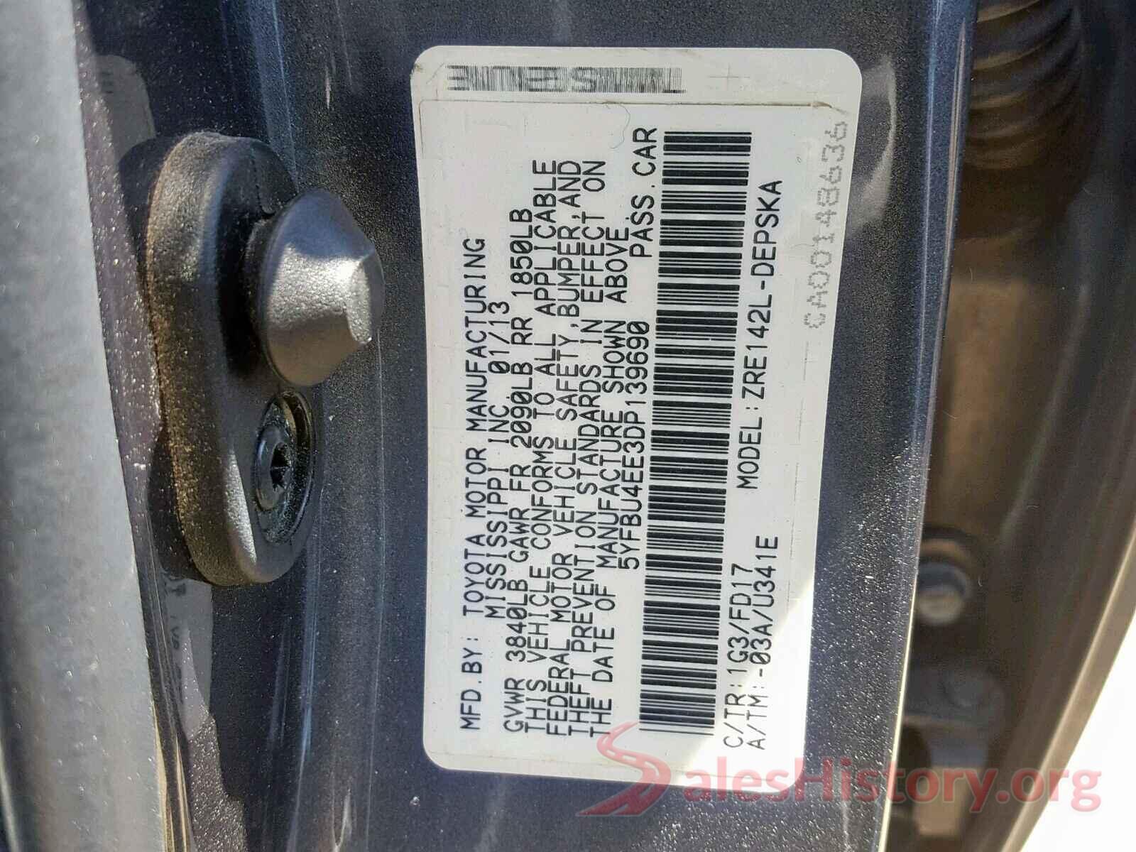 5YFBU4EE3DP139690 2013 TOYOTA COROLLA BA