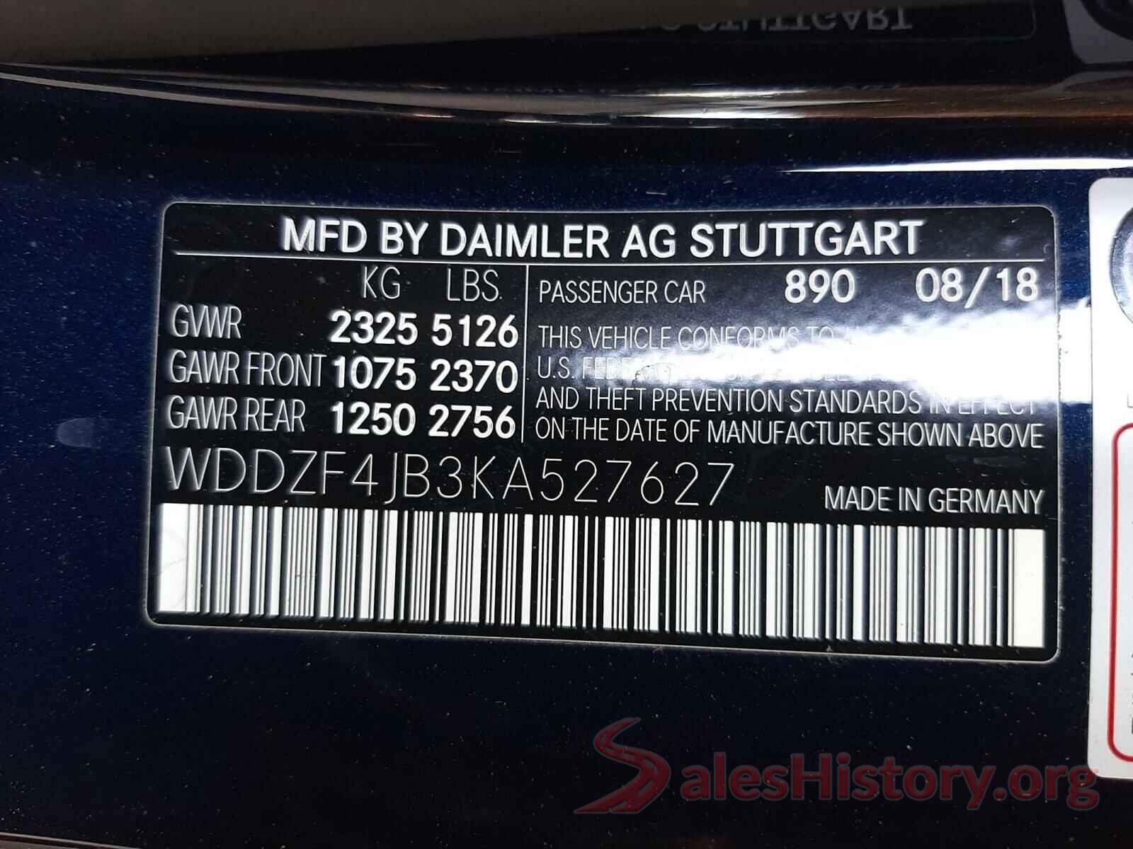 WDDZF4JB3KA527627 2019 MERCEDES-BENZ E CLASS