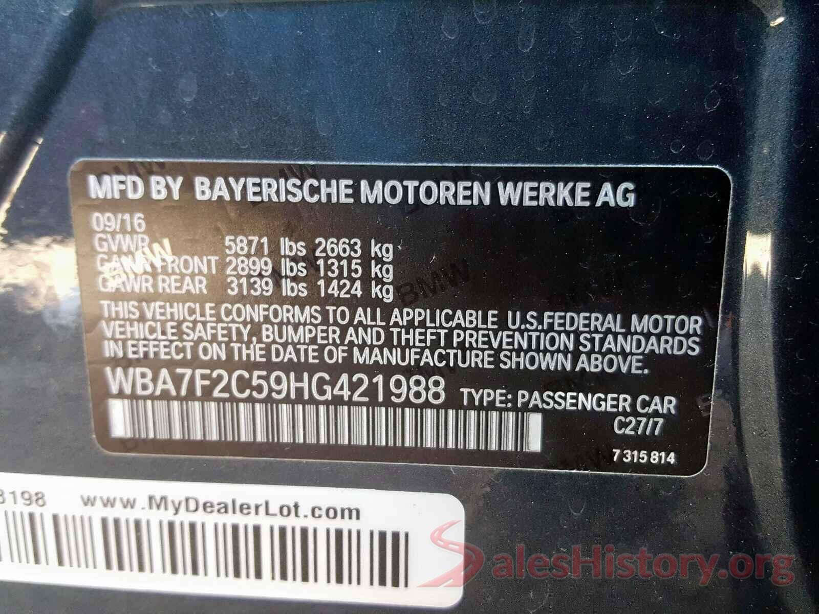 WBA7F2C59HG421988 2017 BMW 7 SERIES