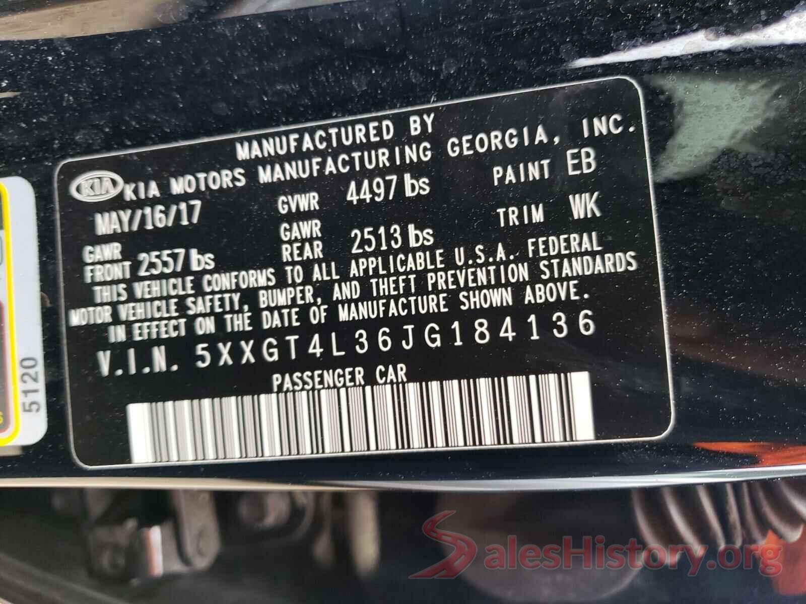 5XXGT4L36JG184136 2018 KIA OPTIMA