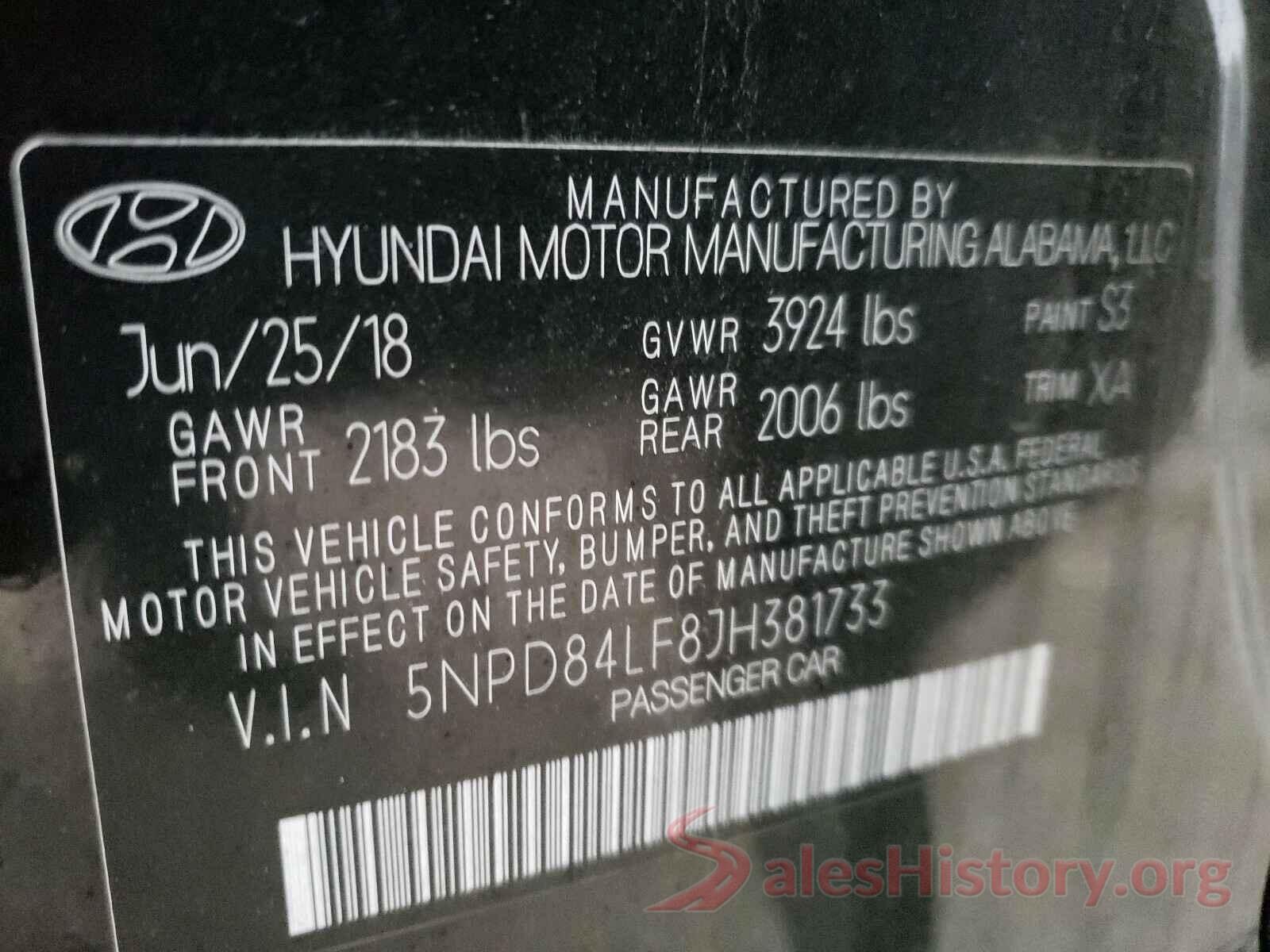 5NPD84LF8JH381733 2018 HYUNDAI ELANTRA