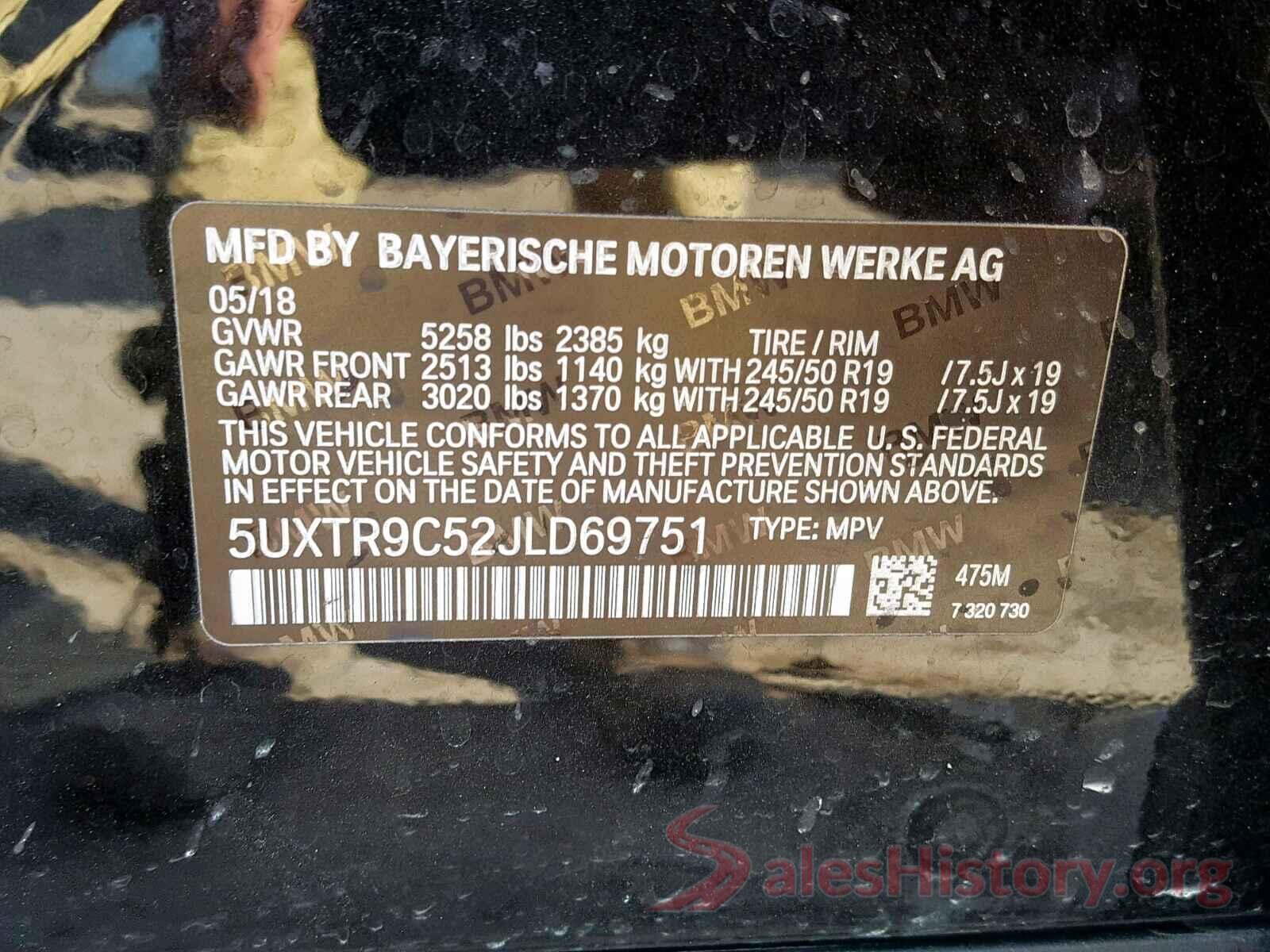 5UXTR9C52JLD69751 2018 BMW X3