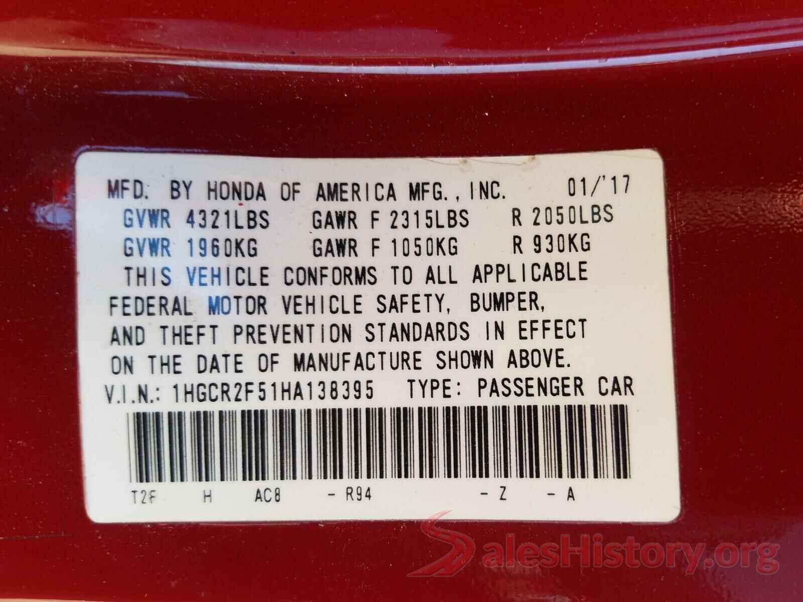 1HGCR2F51HA138395 2017 HONDA ACCORD