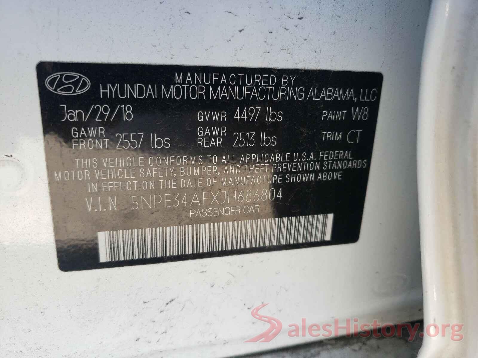 5NPE34AFXJH686804 2018 HYUNDAI SONATA