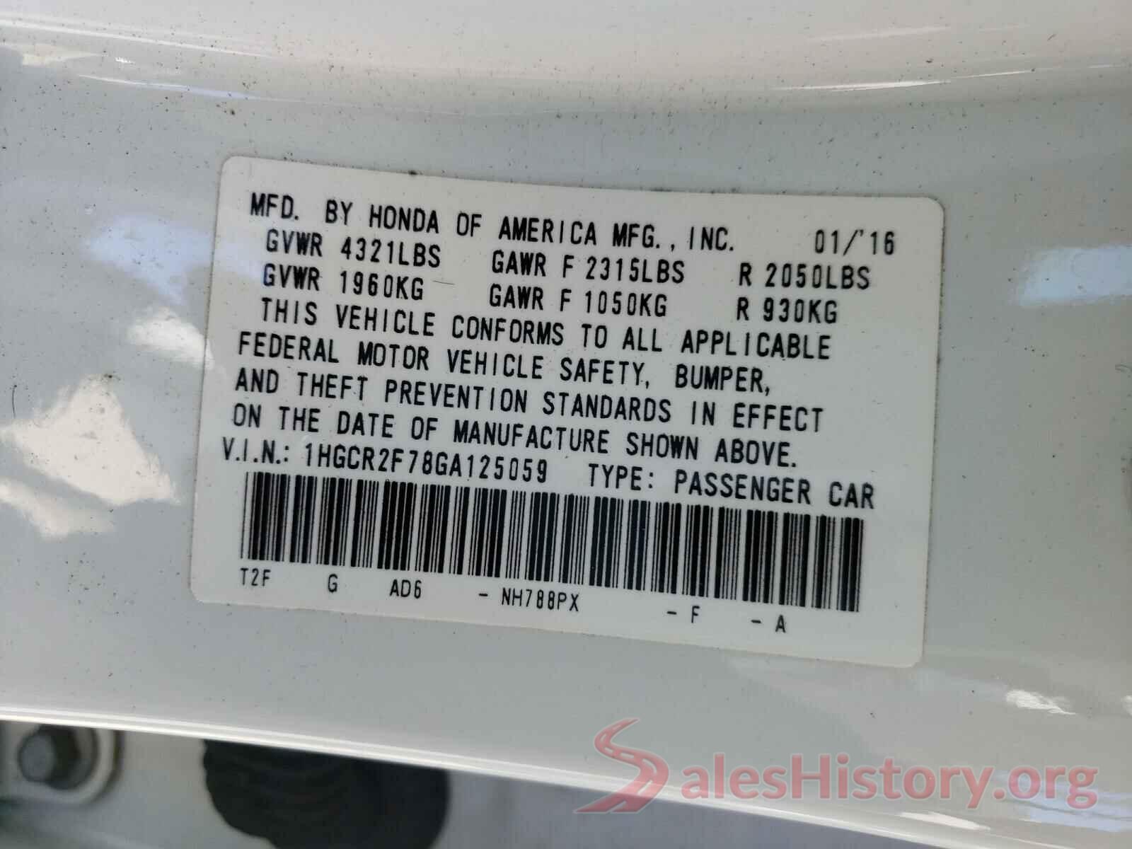 1HGCR2F78GA125059 2016 HONDA ACCORD