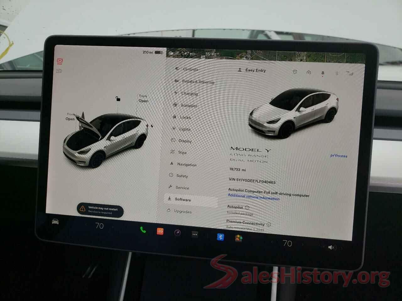 5YJYGDEE7LF040463 2020 TESLA MODEL Y