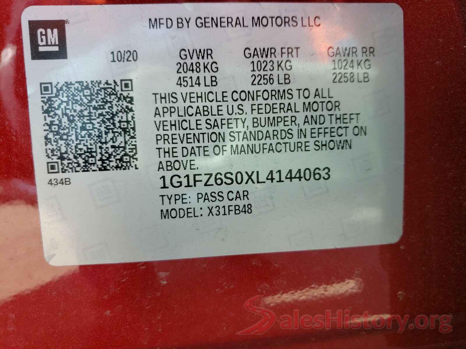 1G1FZ6S0XL4144063 2020 CHEVROLET BOLT