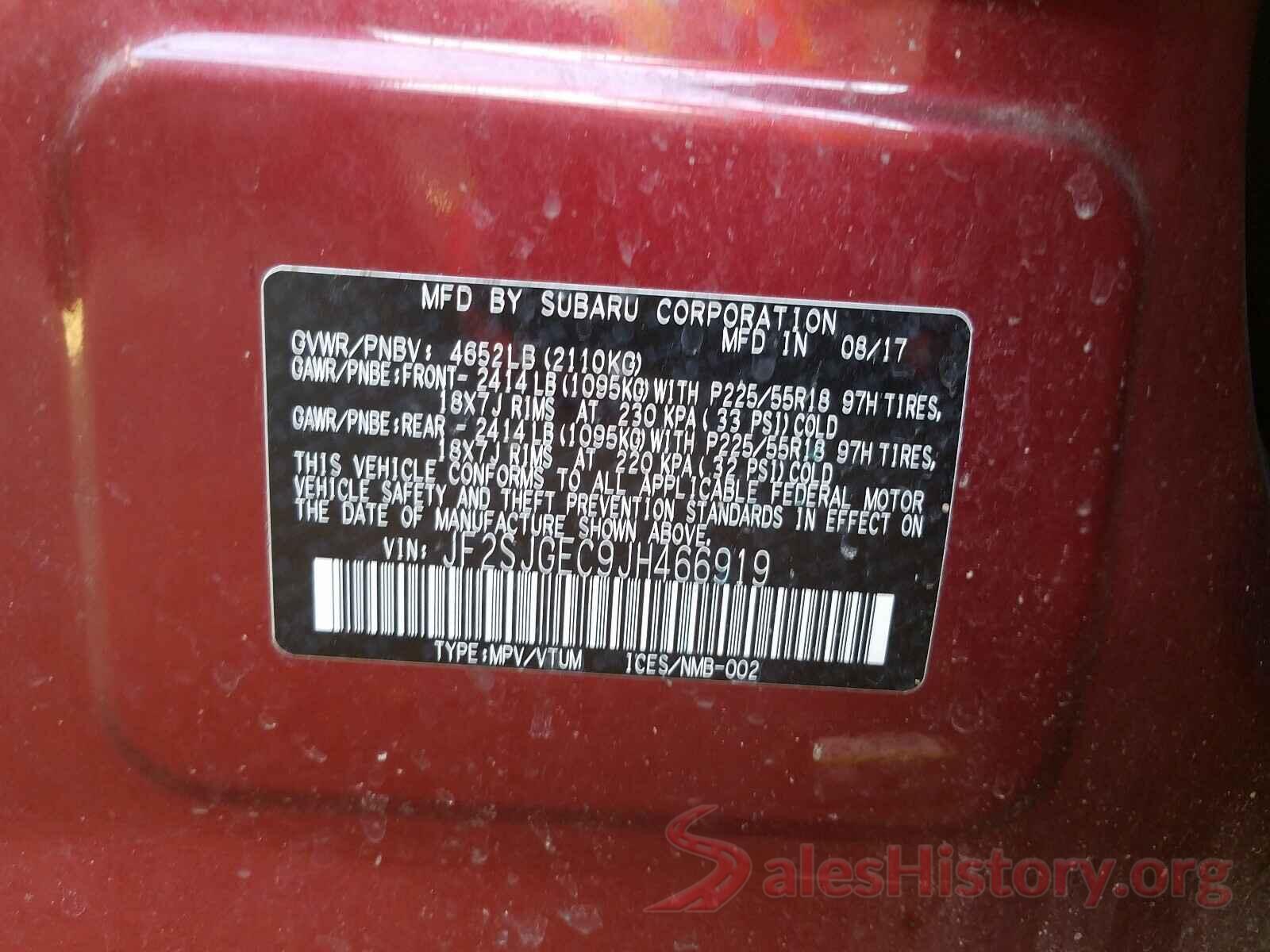 JF2SJGEC9JH466919 2018 SUBARU FORESTER