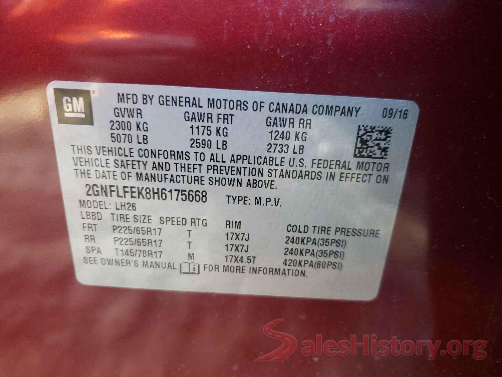 2GNFLEK8H6175668 2017 CHEVROLET EQUINOX