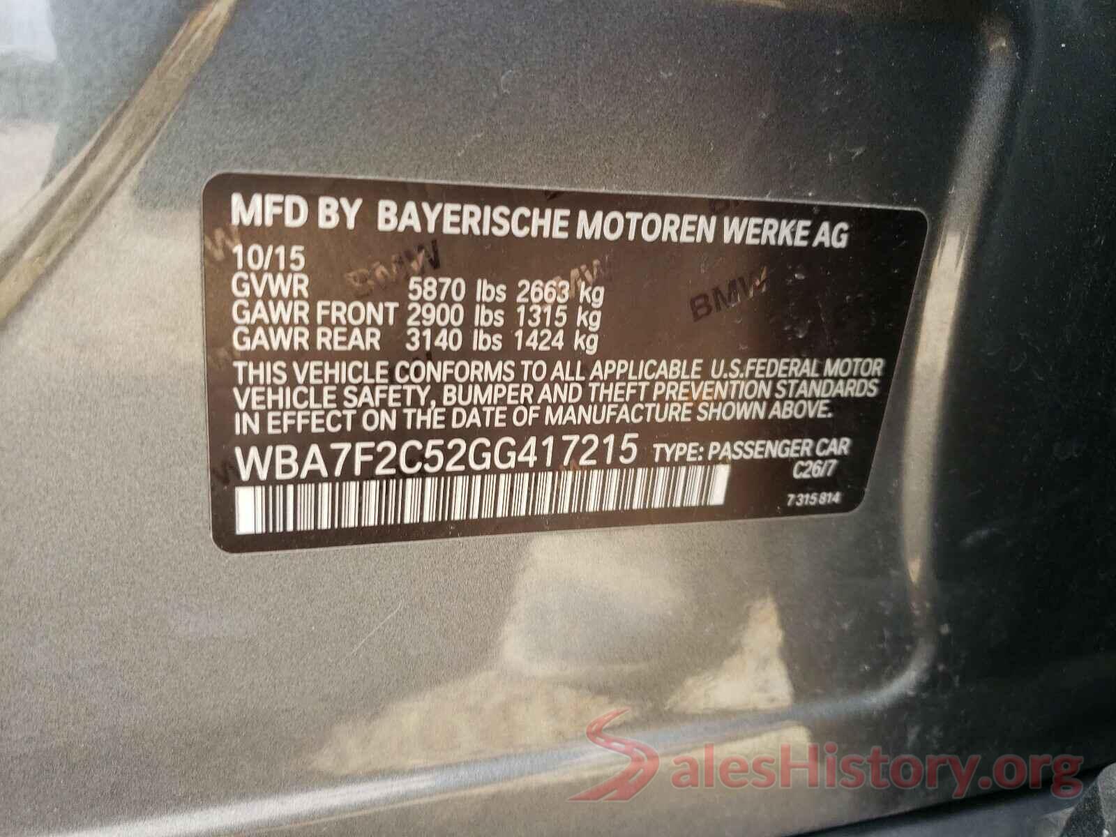 WBA7F2C52GG417215 2016 BMW 7 SERIES