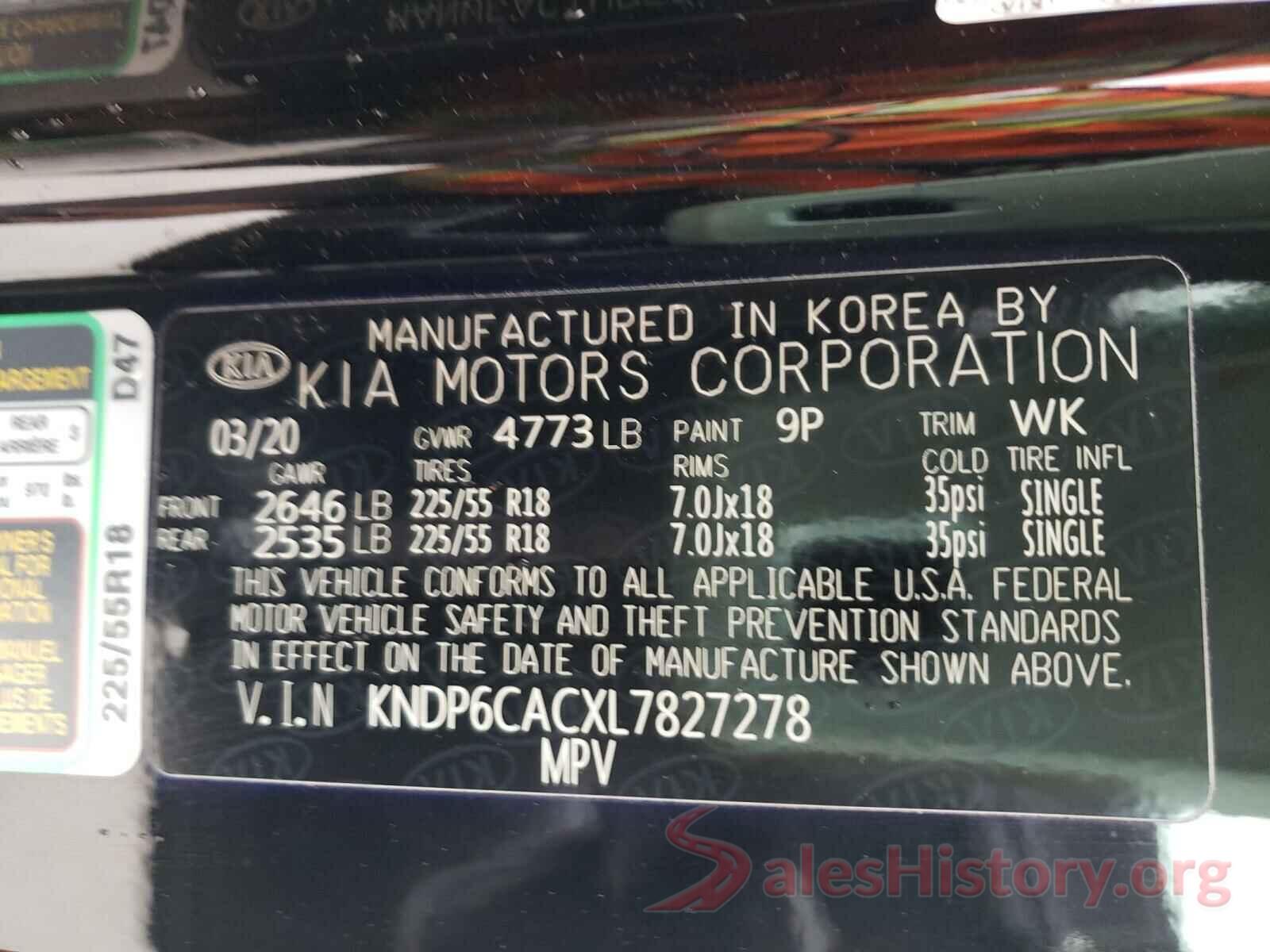 KNDP6CACXL7827278 2020 KIA SPORTAGE