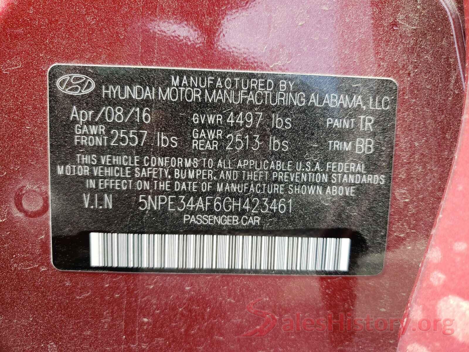 5NPE34AF6GH423461 2016 HYUNDAI SONATA