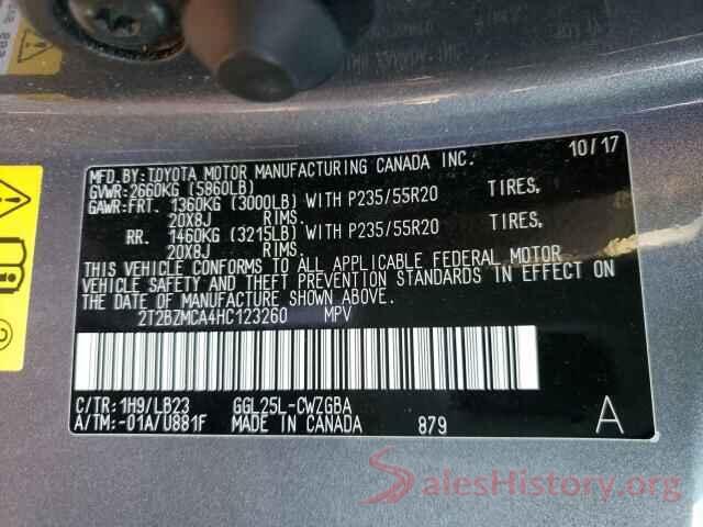 2T2BZMCA4HC123260 2017 LEXUS RX350