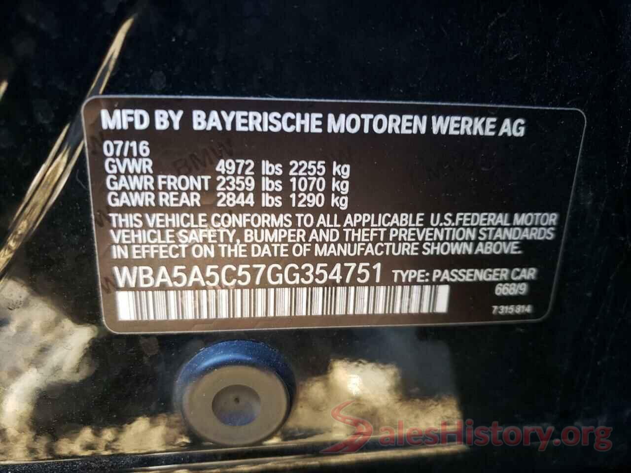 WBA5A5C57GG354751 2016 BMW 5 SERIES