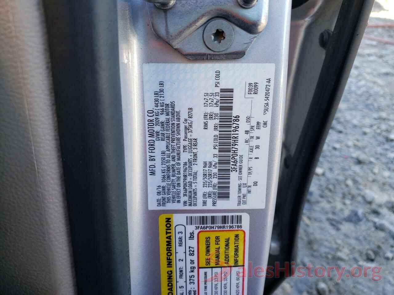 3FA6P0H79HR196786 2017 FORD FUSION