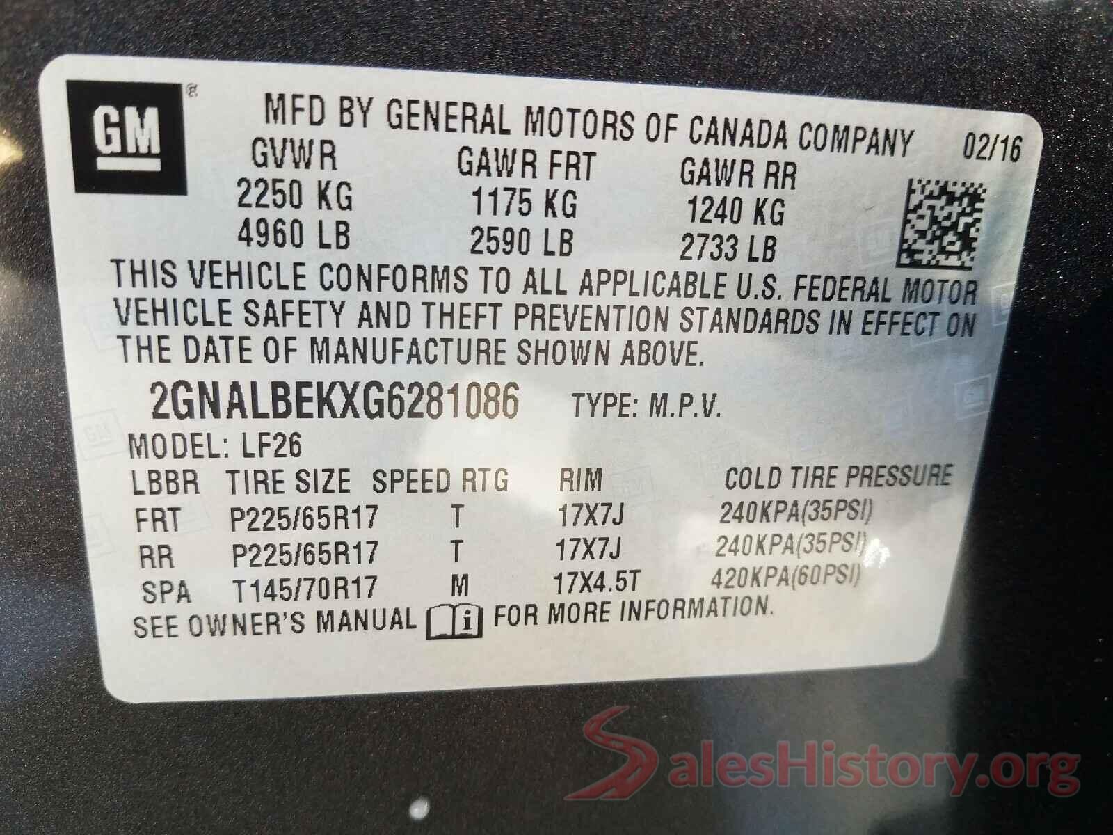 2GNALBEKXG6281086 2016 CHEVROLET EQUINOX