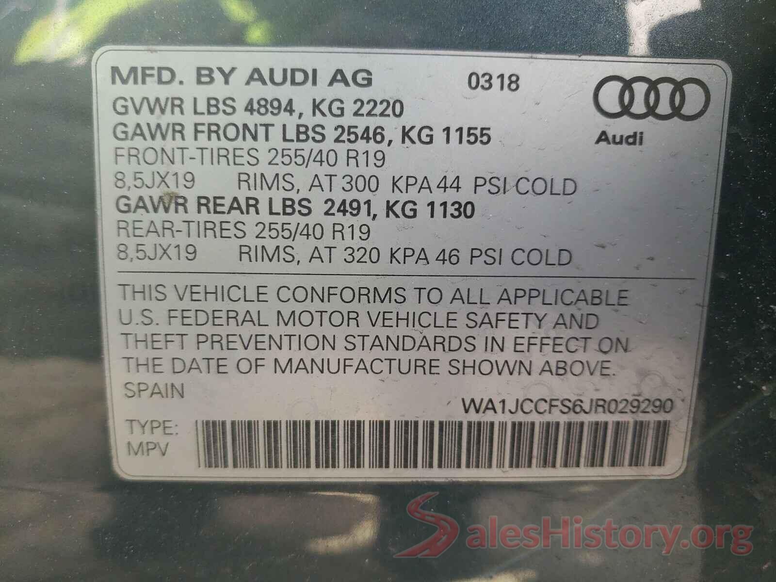 WA1JCCFS6JR029290 2018 AUDI Q3