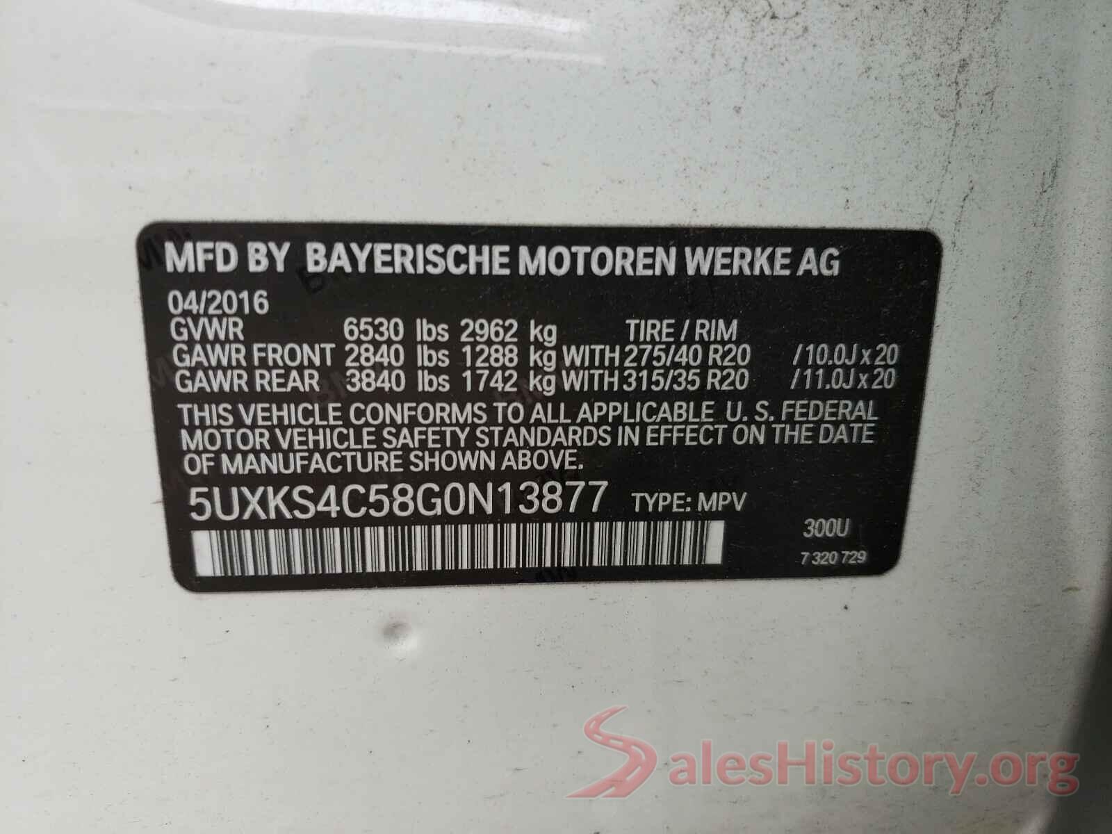 5UXKS4C58G0N13877 2016 BMW X5