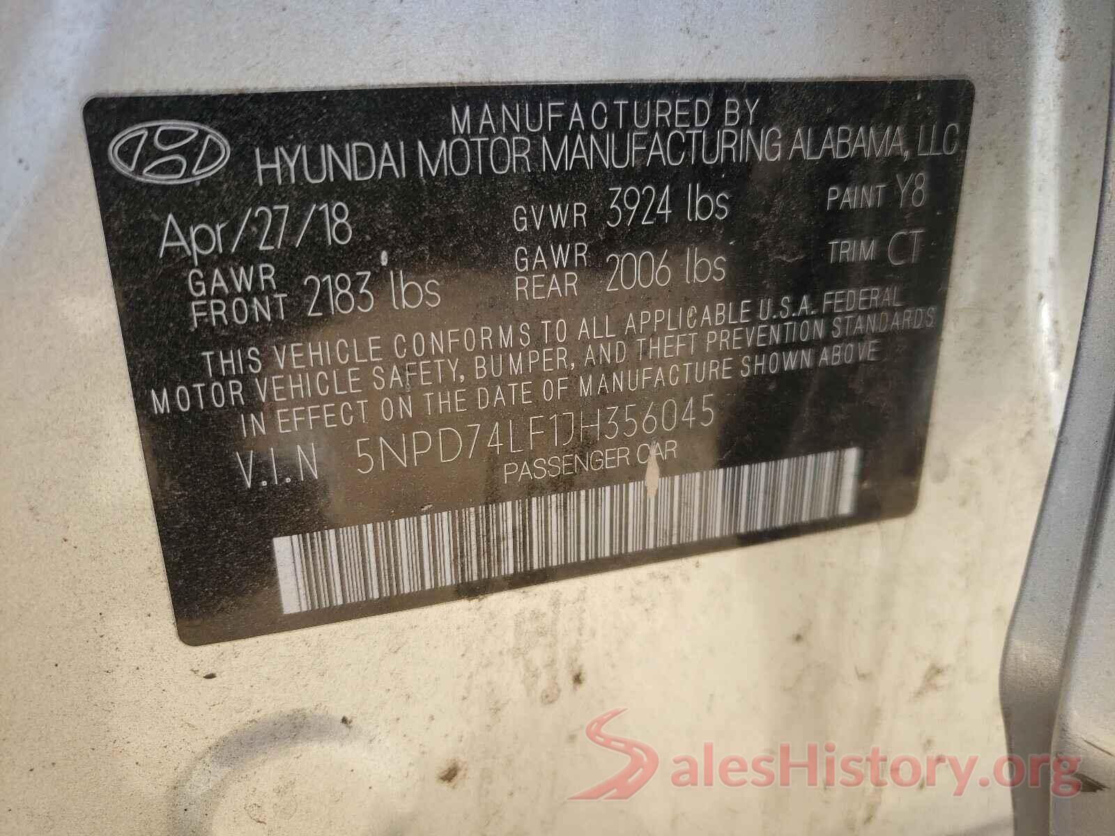 5NPD74LF1JH356045 2018 HYUNDAI ELANTRA