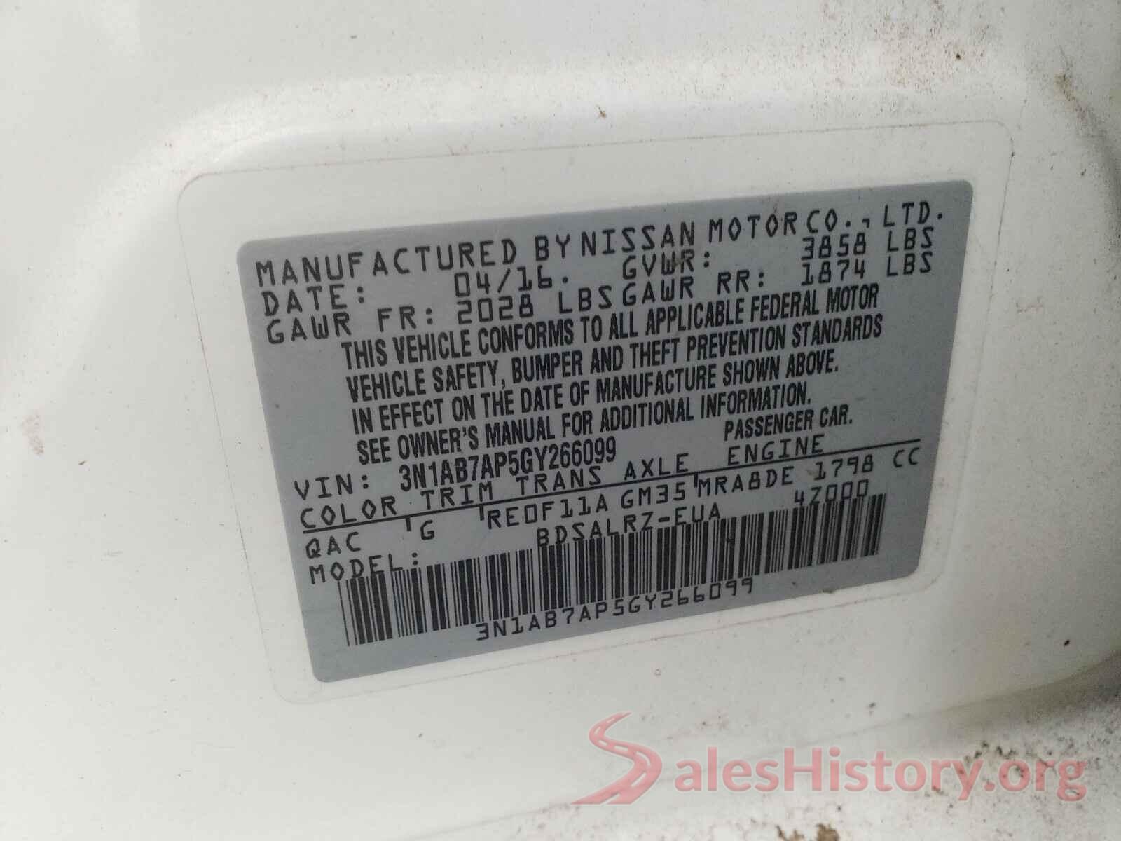 3N1AB7AP5GY266099 2016 NISSAN SENTRA