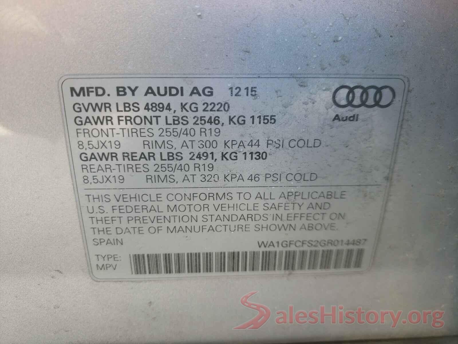 WA1GFCFS2GR014487 2016 AUDI Q3