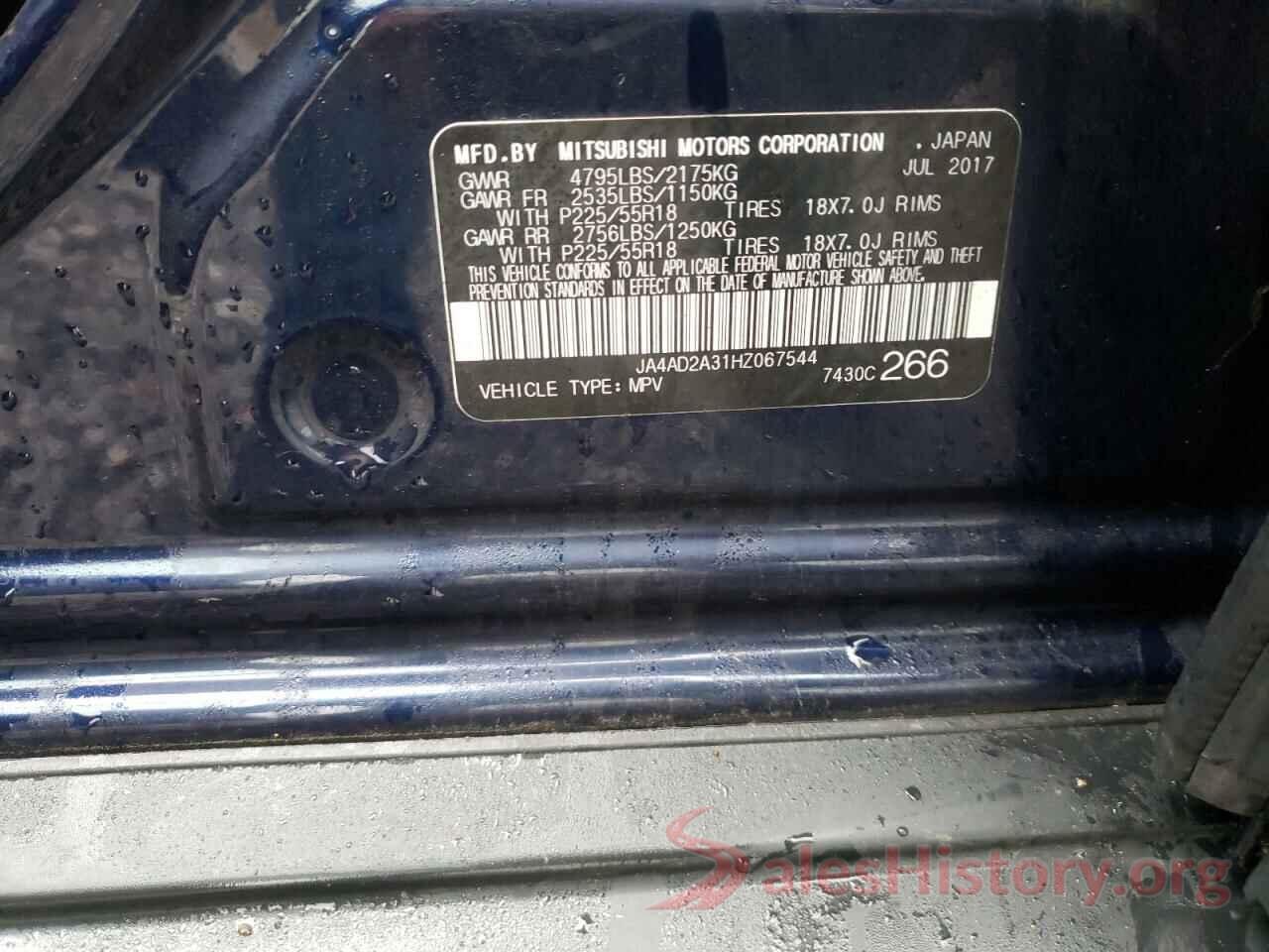 JA4AD2A31HZ067544 2017 MITSUBISHI OUTLANDER