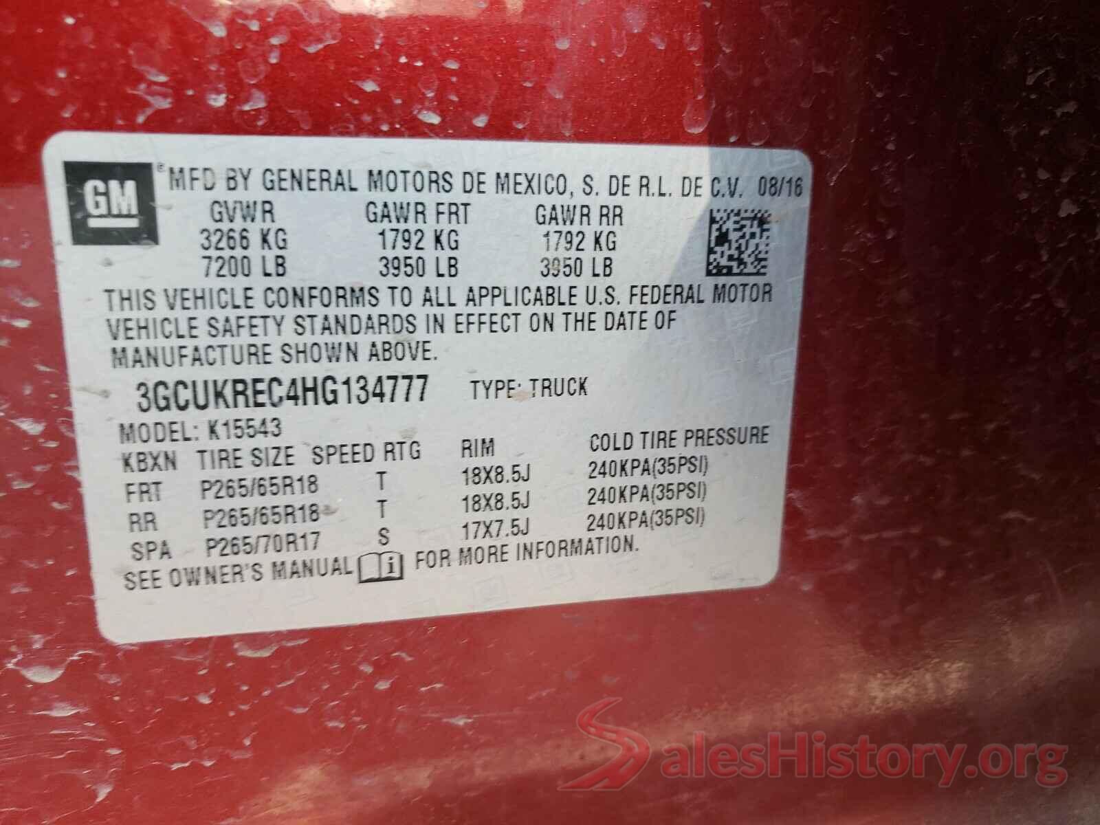 3GCUKREC4HG134777 2017 CHEVROLET SILVERADO