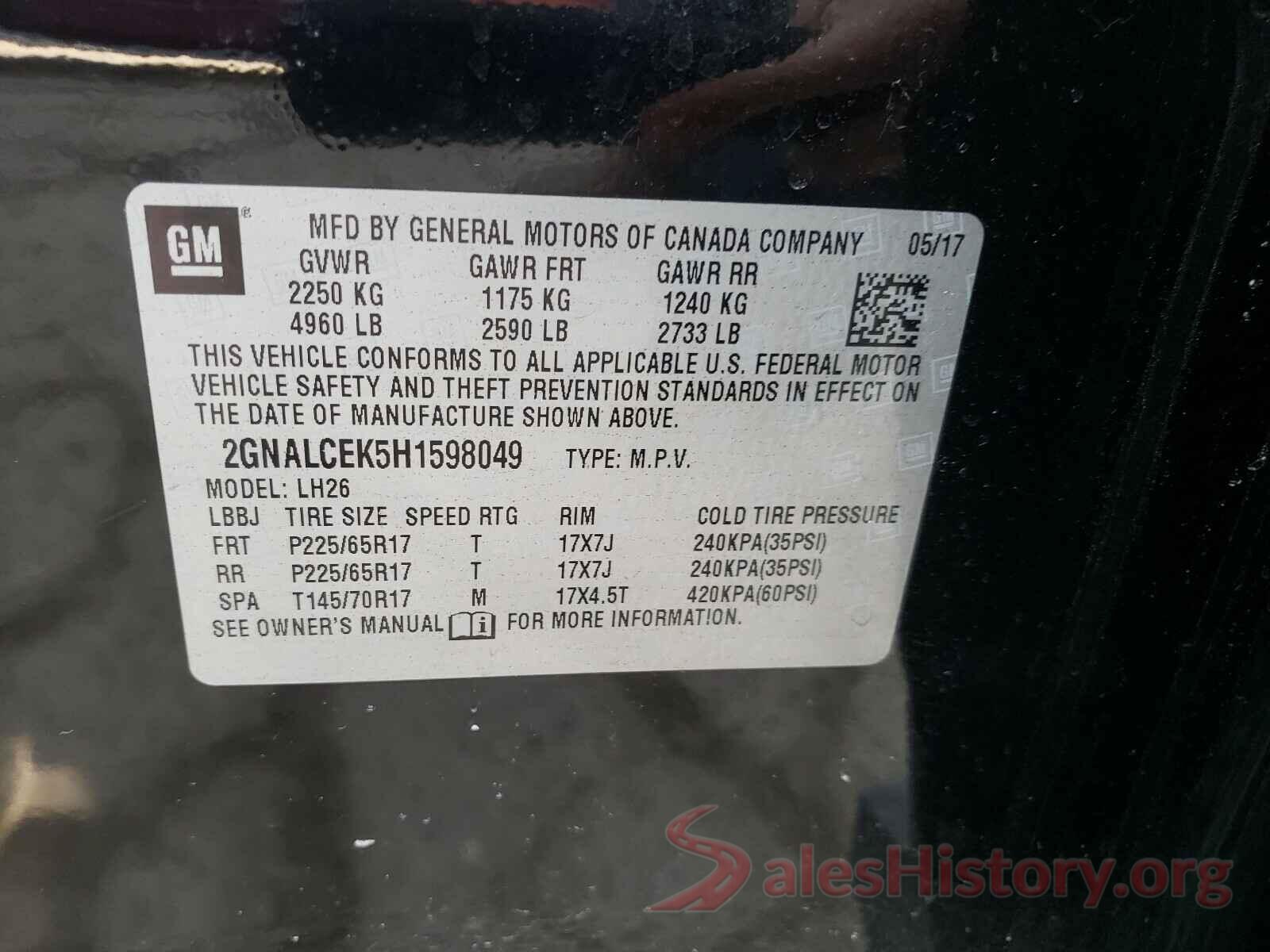 2GNALCEK5H1598049 2017 CHEVROLET EQUINOX