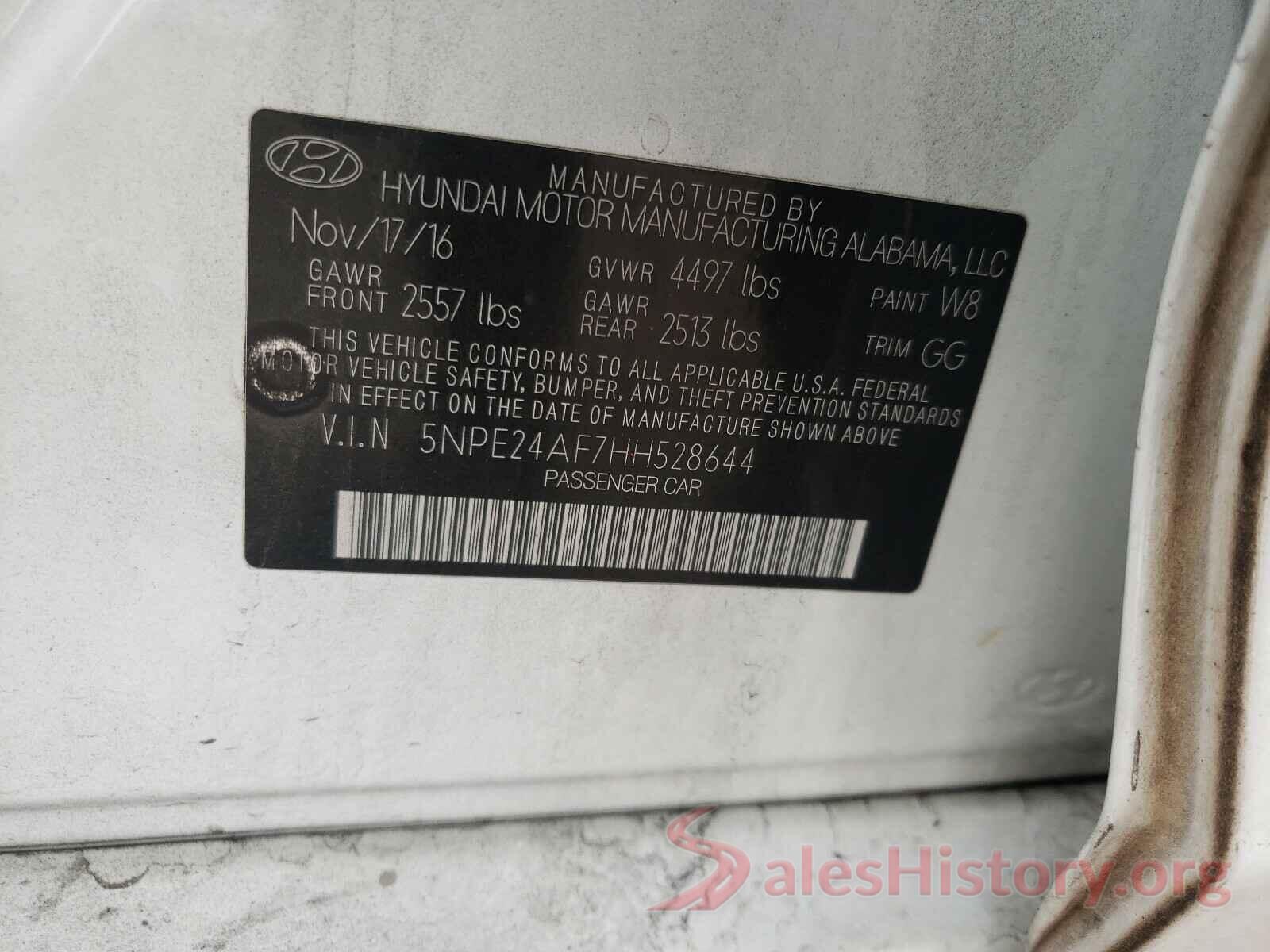 5NPE24AF7HH528644 2017 HYUNDAI SONATA