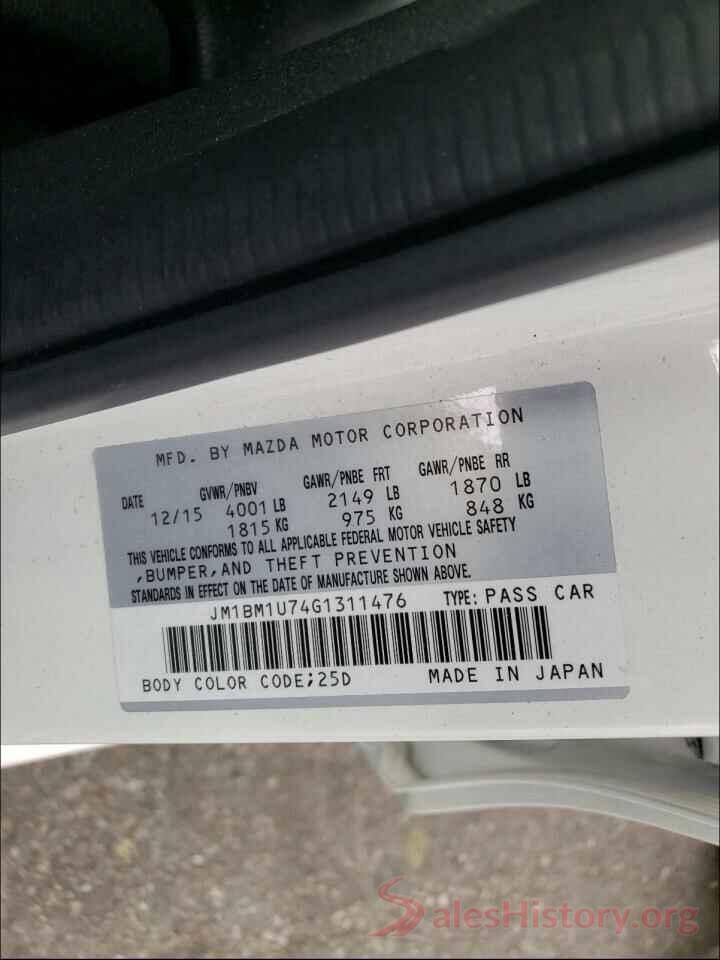 JM1BM1U74G1311476 2016 MAZDA 3