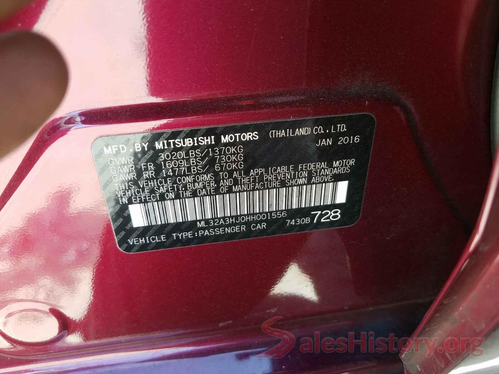 ML32A3HJ0HH001556 2017 MITSUBISHI MIRAGE