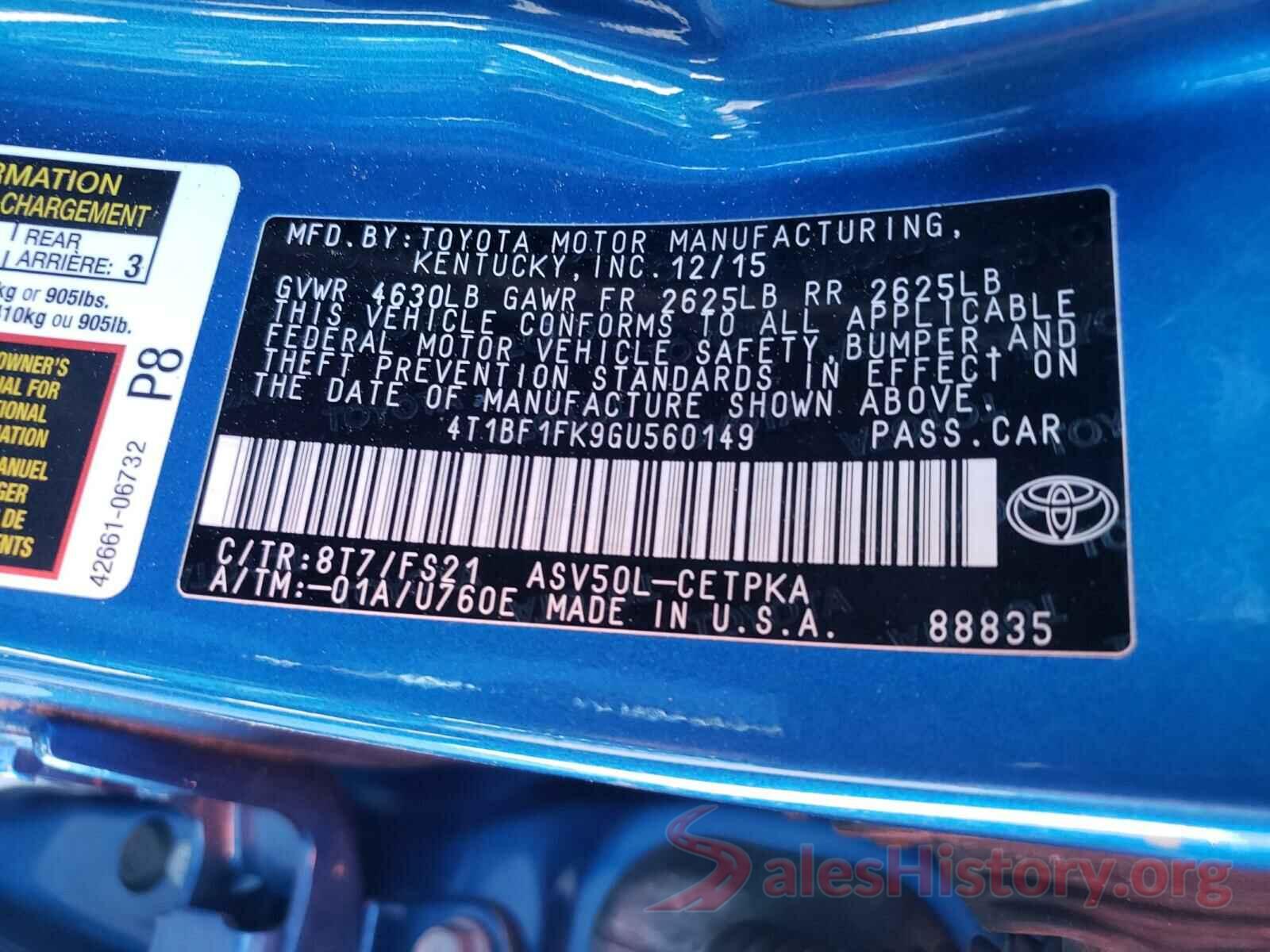 4T1BF1FK9GU560149 2016 TOYOTA CAMRY