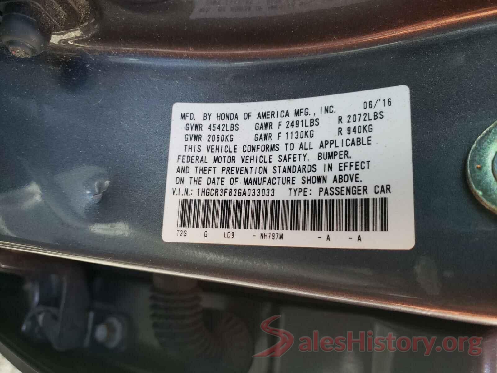 1HGCR3F83GA033033 2016 HONDA ACCORD