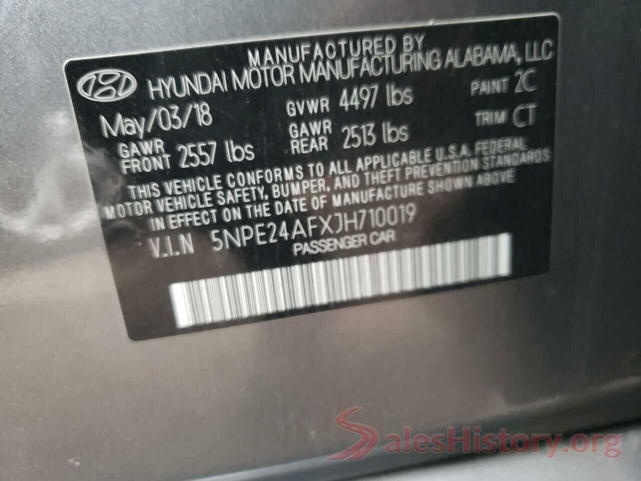 5NPE24AFXJH710019 2018 HYUNDAI SONATA