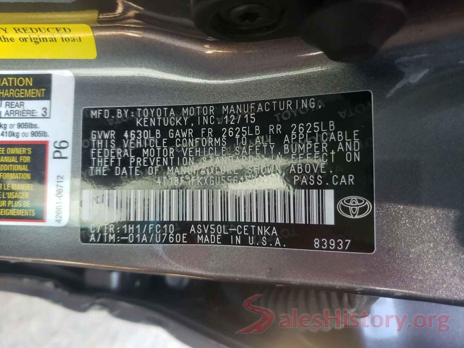 4T1BF1FKXGU556160 2016 TOYOTA CAMRY